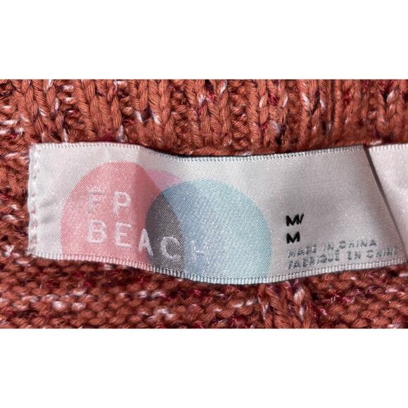 Free People FP Beach Low Slung High Rise Knit Pants Coral Medium Comfy Casual - Picture 10 of 11